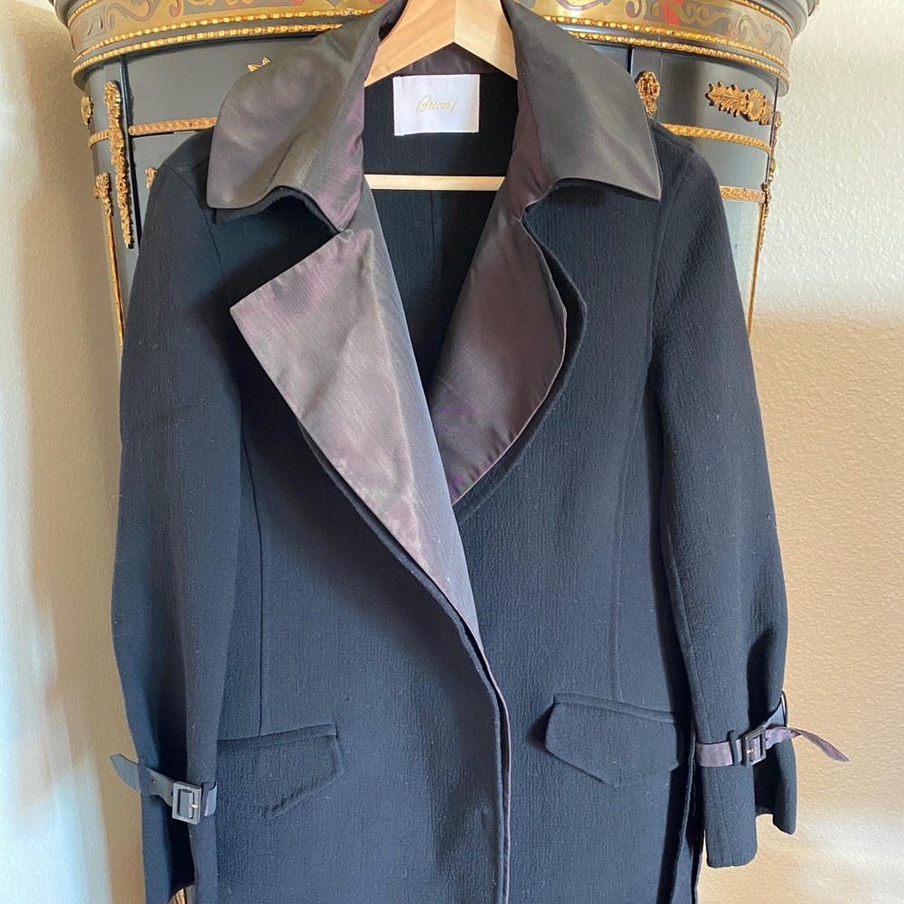 Vintage BRIONI Belt Black Velvet Coat